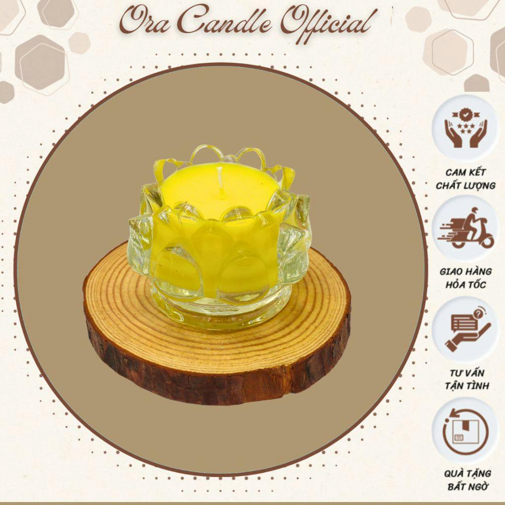 Small Lotus Flower Base Beeswax Candle.