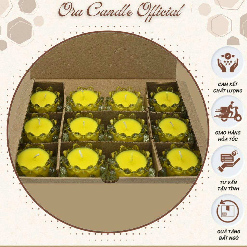 Small Lotus Flower Base Beeswax Candles (Box of 12)