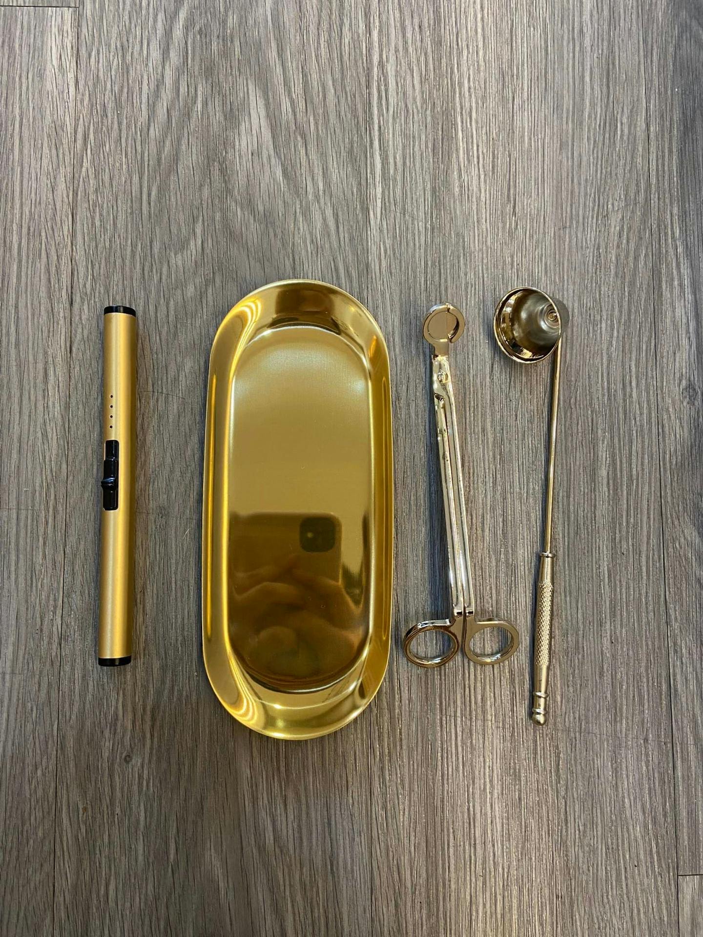 Fragrance Candle Accessories Set - Gold