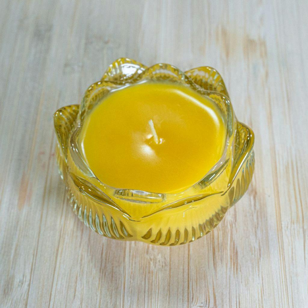 Lotus Flower Base Beeswax Candle