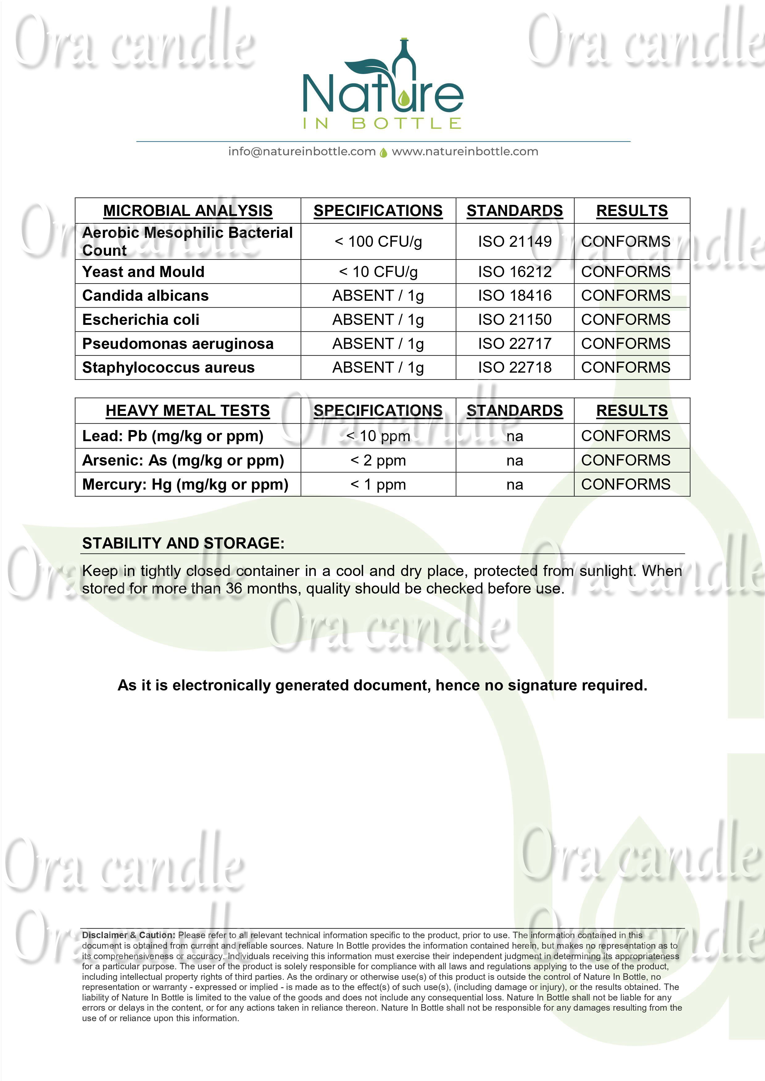 COA Gingergrass oil 2